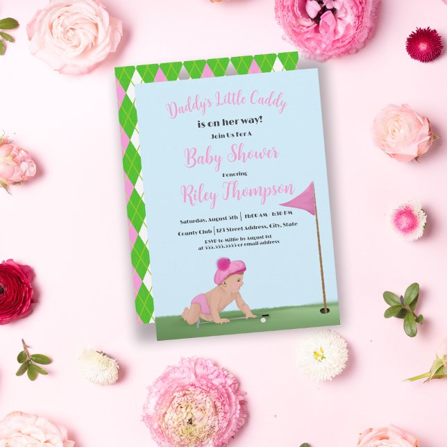 Malerei auf Golf Baby Girl Sweet Caddy Baby Dusche Einladung (Von Creator hochgeladen)