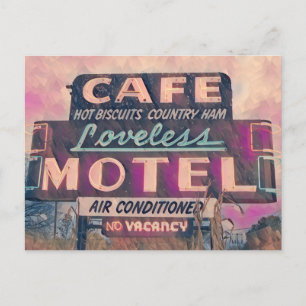 Malerei auf Neonschild im Loveless Café Postkarte