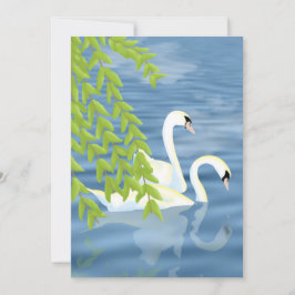 Malerei Blau und Grün Paar Schwäne auf dem See Einladung
