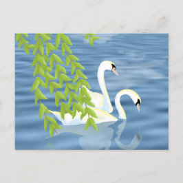 Malerei Blau und Grün Paar Schwäne auf dem See Postkarte