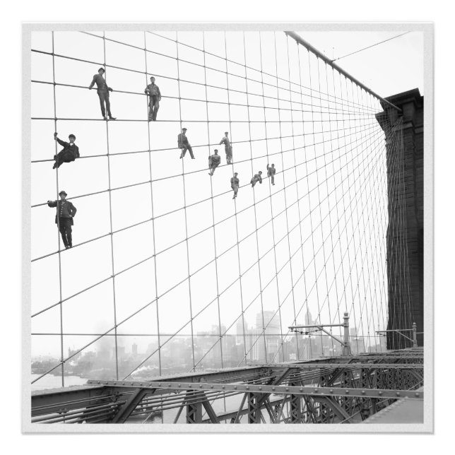Malerei Brooklyn Bridge Vintag Fotodruck (Vorne)