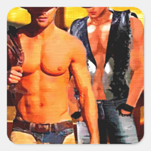 Malerei: Cowboy Corral Quadratischer Aufkleber