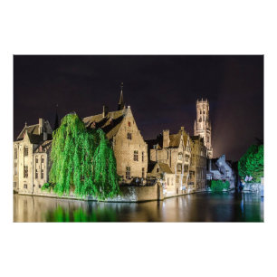 Malerei der Brügger Altstadt und des Belfry-Turms Fotodruck