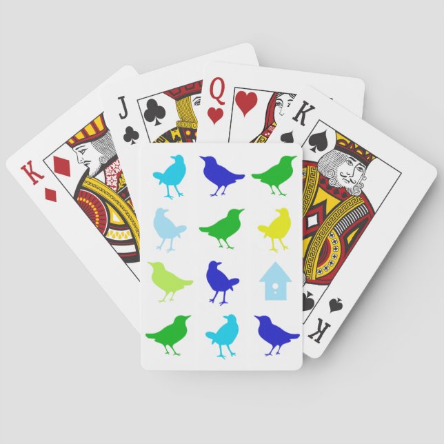 Malerei der farbigen Vögel durch Chariklia Zarris Spielkarten (Rückseite)