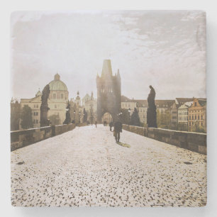 Malerei der Karlsbrücke in Prag bei Sonnenaufgang Steinuntersetzer