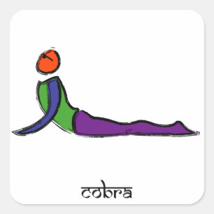 Malerei der Kobrayoga-Pose mit Sanskrit Text Quadratischer Aufkleber