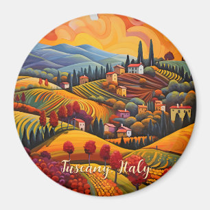 Malerei der Toskana im Herbst   Italien   Art der  Magnet