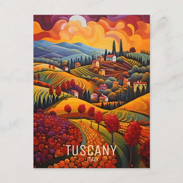 Malerei der Toskana im Herbst | Italien Reise | Ar Postkarte (Vorderseite)