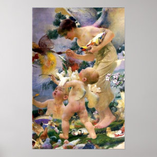 Malerei der Vögel durch Franz Dvorak Poster