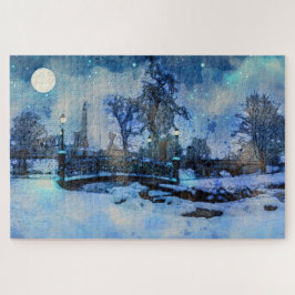 Malerei der Winternacht im Stadtpark