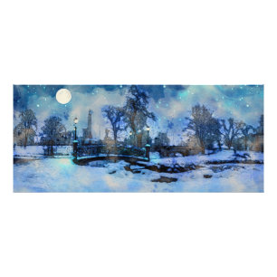 Malerei der Winternacht im Stadtpark Fotodruck