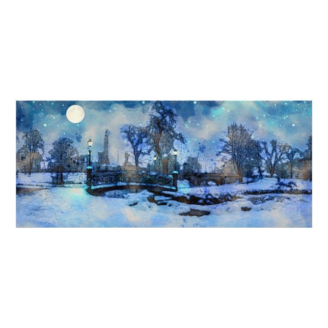Malerei der Winternacht im Stadtpark Fotodruck (Vorne)