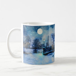 Malerei der Winternacht im Stadtpark Kaffeetasse