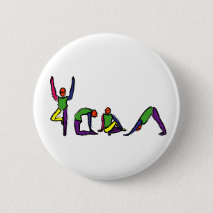 Malerei der Yoga-Posen, die YOGA buchstabieren Button