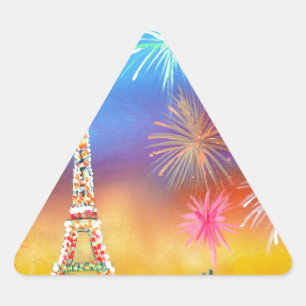 Malerei des Eiffelturms in Paris Dreieckiger Aufkleber