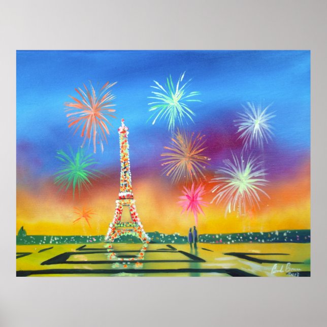 Malerei des Eiffelturms in Paris Poster (Vorne)