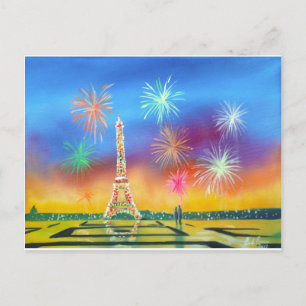 Malerei des Eiffelturms in Paris Postkarte