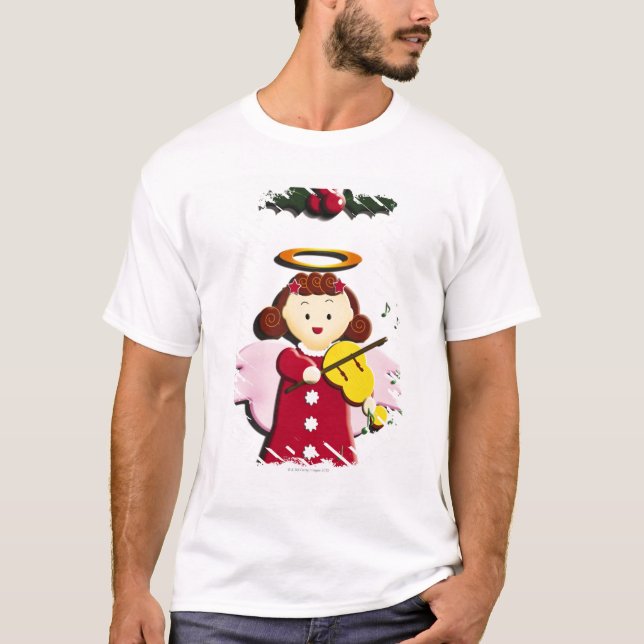 Malerei des Engels Violine, Illustration spielend T-Shirt (Vorderseite)