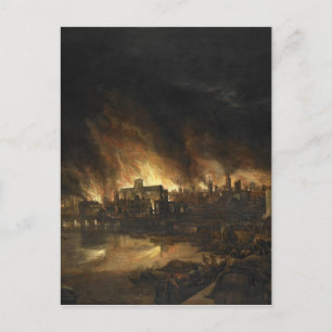 Malerei des Großen Feuers von London, 17. Jahrhund Postkarte