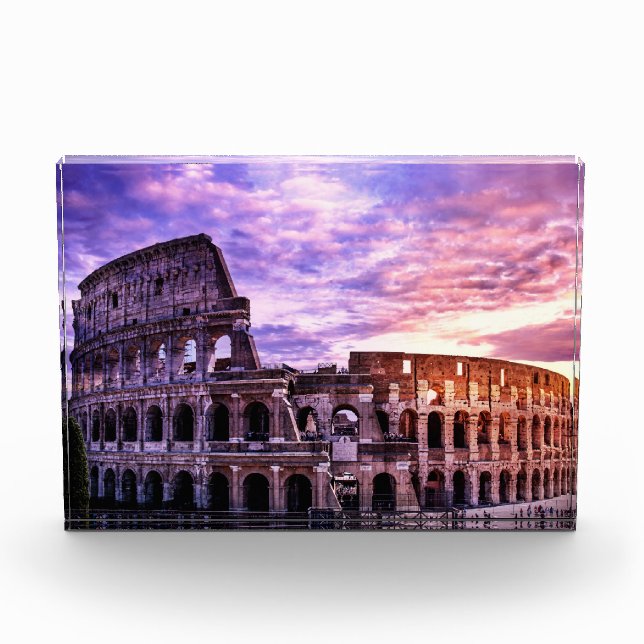 Malerei des Kolosseums in Rom bei Sonnenuntergang Fotoblock (Vorderseite)