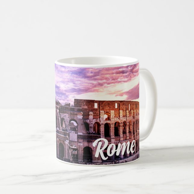 Malerei des Kolosseums in Rom bei Sonnenuntergang Kaffeetasse (VorderseiteRechts)