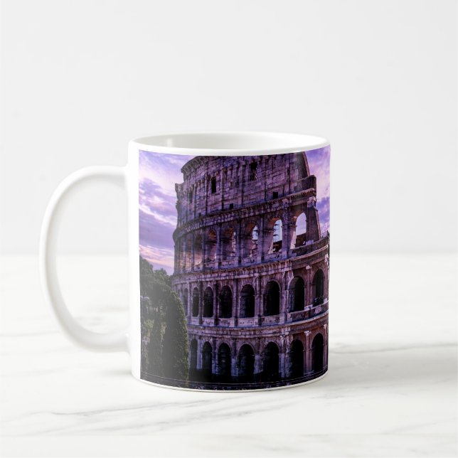 Malerei des Kolosseums in Rom bei Sonnenuntergang Kaffeetasse (Links)
