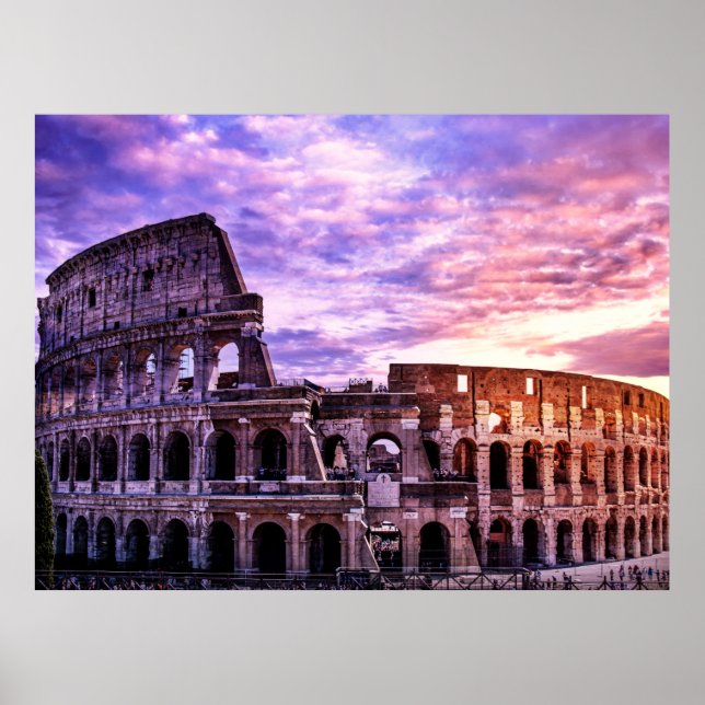Malerei des Kolosseums in Rom bei Sonnenuntergang  Poster (Vorne)