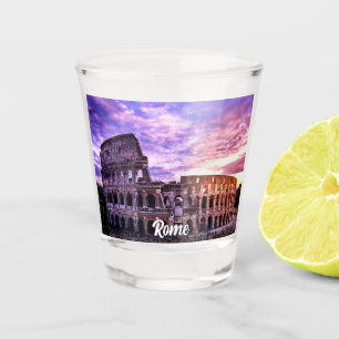 Malerei des Kolosseums in Rom bei Sonnenuntergang Schnapsglas