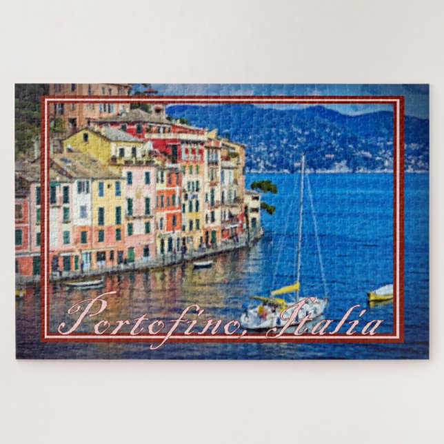 Malerei des Segelns nach Portofino, Italien - 20x3 (Horizontal)