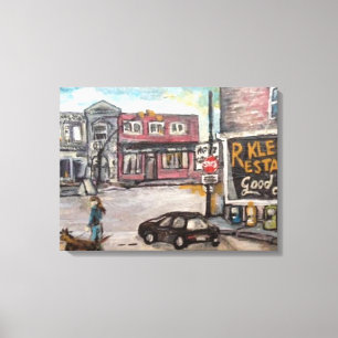 Malerei "Downtown Willoughby Dog Walk" Leinwanddruck