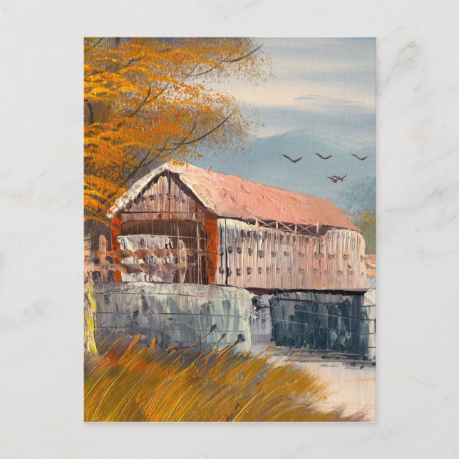 Malerei einer alten Pennsylvania-Brücke Postkarte (Vorderseite)