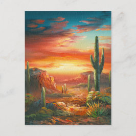 Malerei einer farbenfrohen Wüste Sonnenuntergangsm Postkarte
