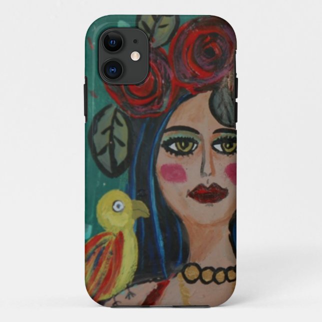 MALEREI EINER FRAU MIT KLEINEM PAPAGEIEN Case-Mate iPhone HÜLLE (Rückseite)