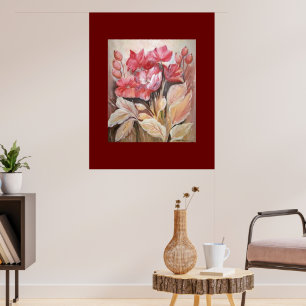 Malerei eines Blumenposters in dunkelrosa Mohnplak Poster