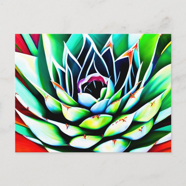Malerei eines bunten Agave Postkarte (Vorderseite)