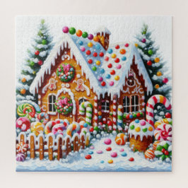 Malerei eines farbenfrohen Candy Gingerbread House