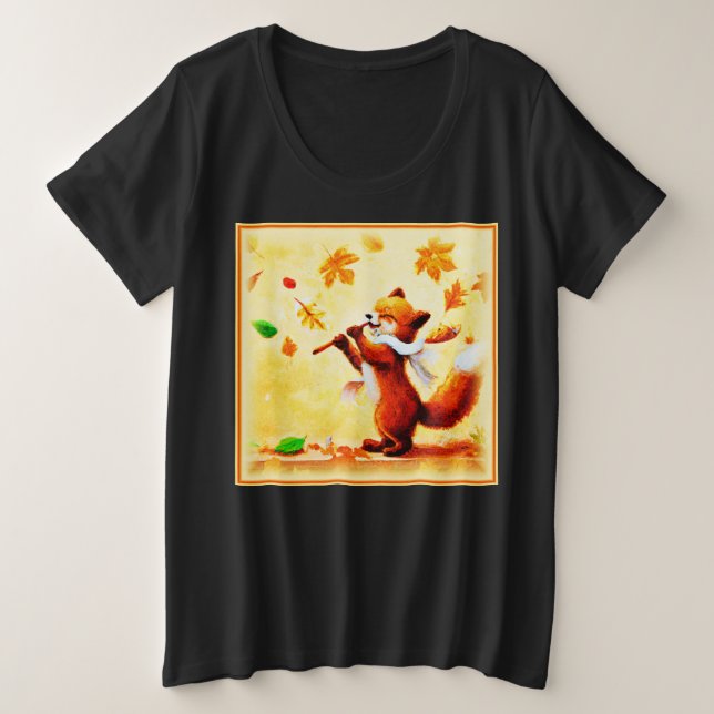 Malerei eines glücklichen singenden Rotfuchs. Jetz Große Größe T-Shirt (Design vorne)
