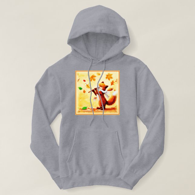 Malerei eines glücklichen singenden Rotfuchs. Jetz Hoodie (Design vorne)