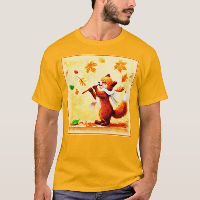 Malerei eines glücklichen singenden Rotfuchs. Jetz T-Shirt (Vorderseite)