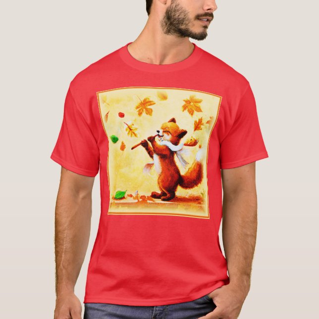 Malerei eines glücklichen singenden Rotfuchs. Jetz T-Shirt (Vorderseite)