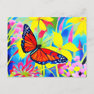 Malerei eines Schmetterlings auf Blume Postkarte