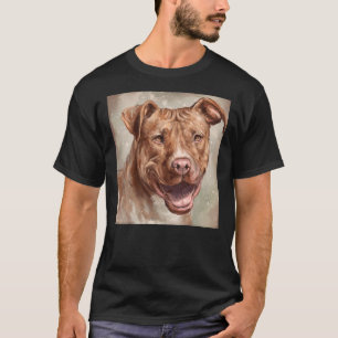 Malerei eines schönen roten Nasen Pit Bull lächeln T-Shirt