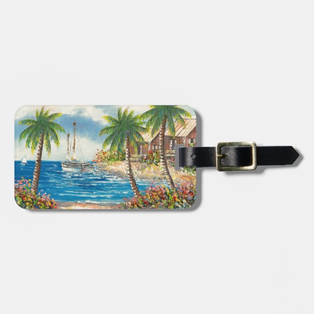 Malerei eines Segelboots in Hawaii Gepäckanhänger (Vorderseite horizontal)