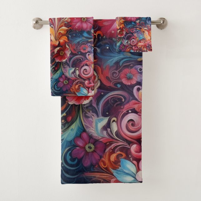 Malerei Fantasy-Blume zum Ausdruck der Natur Badhandtuch Set (Insitu)