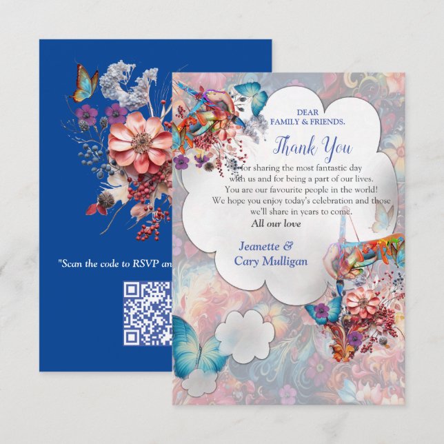 Malerei Fantasy-Blume zum Ausdruck der Natur RSVP Karte (Vorne/Hinten)