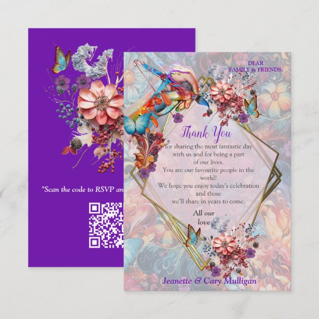 Malerei Fantasy-Blume zum Ausdruck der Natur RSVP Karte (Vorne/Hinten)