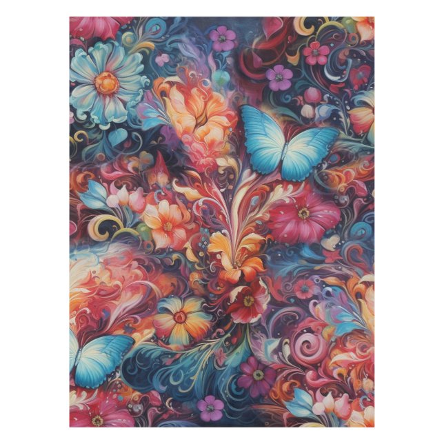 Malerei Fantasy-Blume zum Ausdruck der Natur Tischdecke (Vorderseite)