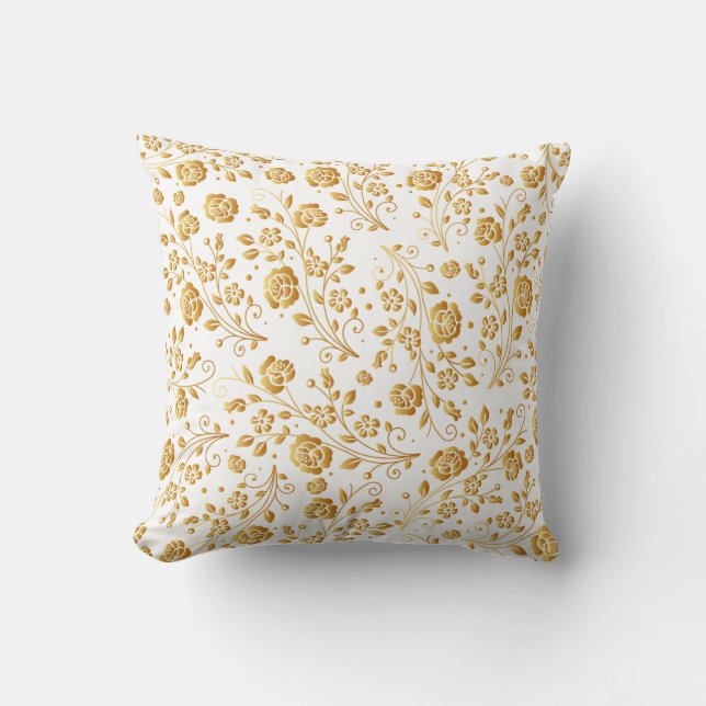Malerei Gold Floral Muster Kissen (Vorderseite)