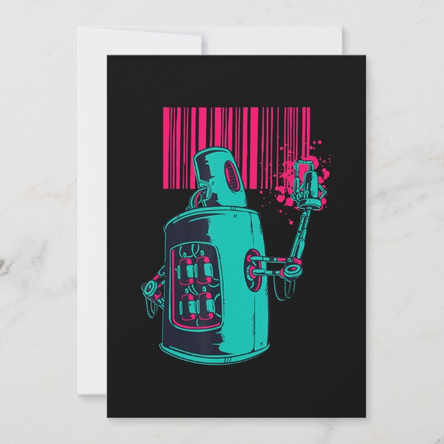 Malerei| Grafische Grafi-Bar für Robot-Spray Einladung (Vorderseite)