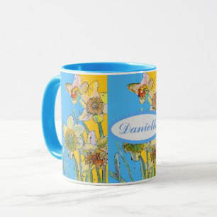 Malerei Hand gelb blühend Tasse